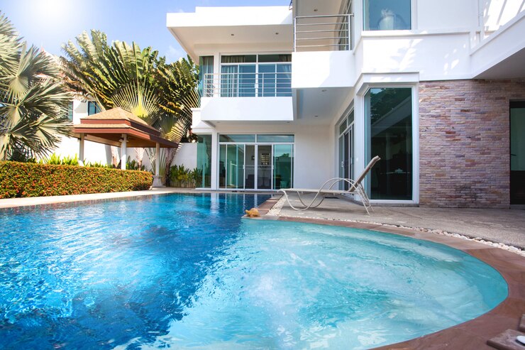 Photo design extérieur de la piscine de la maison