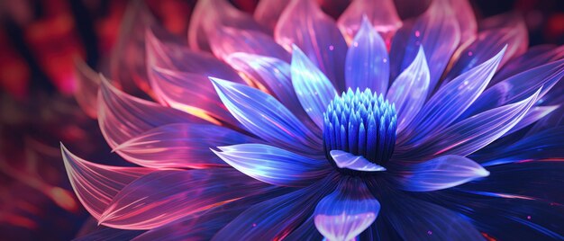 Design de fleur de néon futuriste en gros plan avec une essence lumineuse vibrante AI Generative