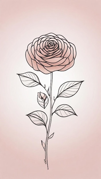 Design de fleur de rose à la ligne simple et minimale