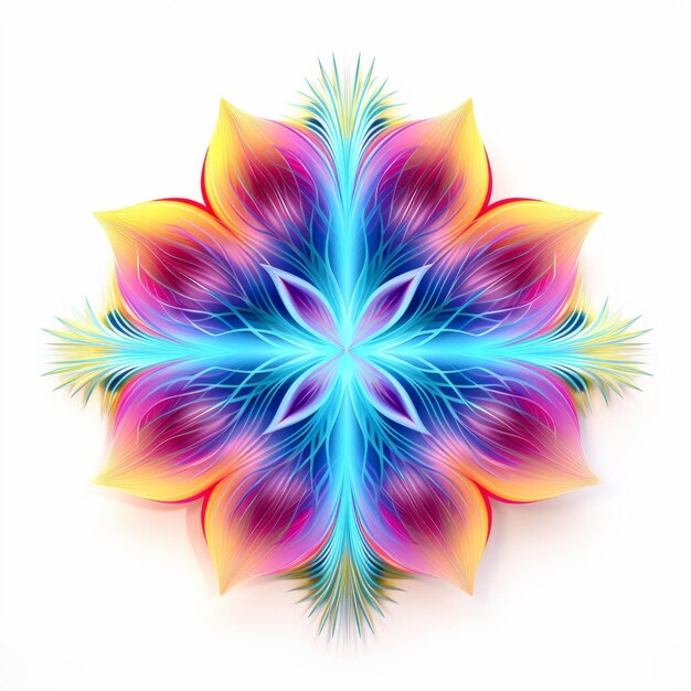 Design de fleurs géométriques vibrantes Art fractal abstrait dans le style Shibori