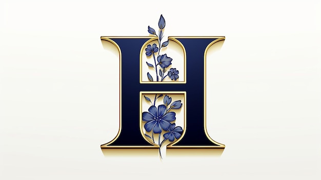 Design floral générique du logo avec la lettre H sur un fond blanc isolé Alphabet de lettres élégantes