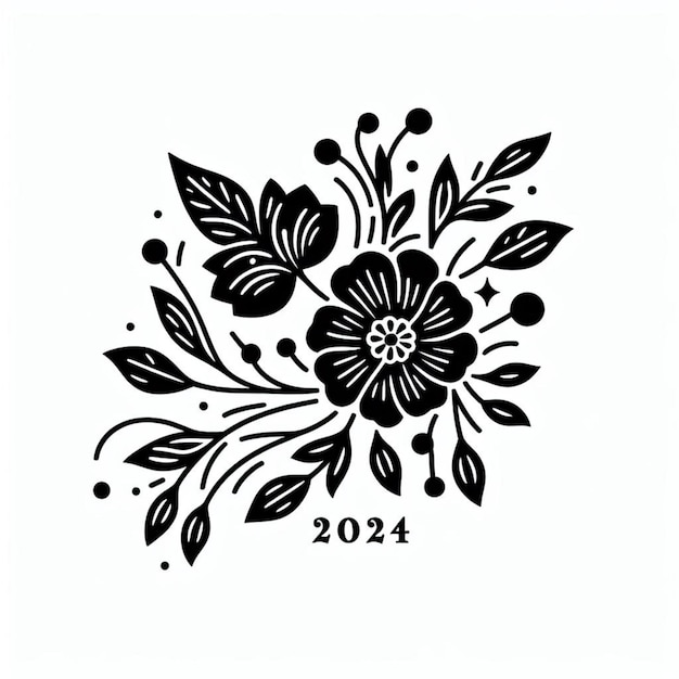 Design floral vectoriel pour l'année 2024