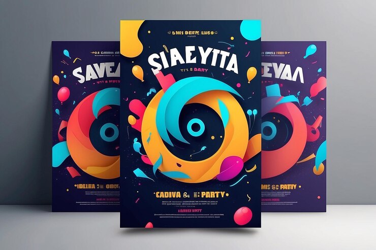 Photo design de flyer ou de bannière de fête en deux couleurs