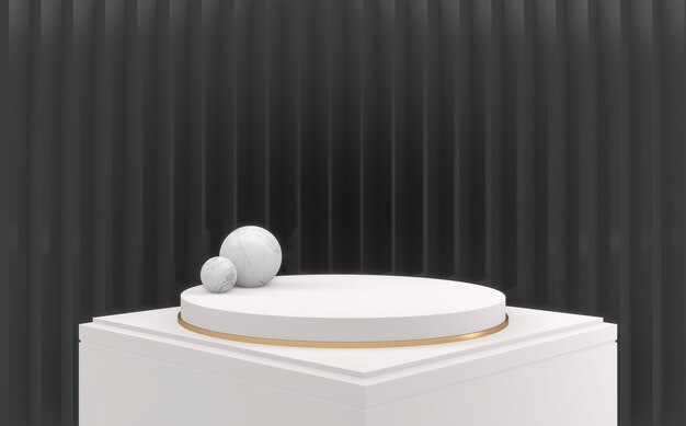 Design Fond sombre et design de cercle podium blanc minimal Rendu 3D