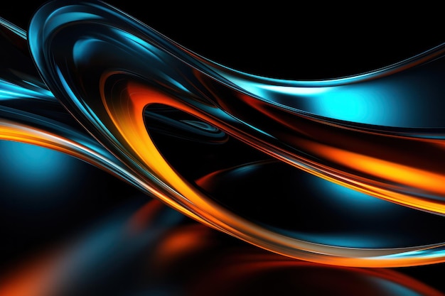 Design futuriste formes fluides lisses en verre transparent orange et bleu rendu 3D papier peint abstrait moderne