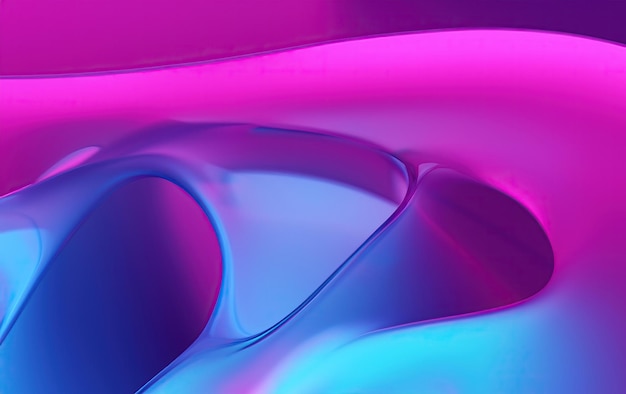 Design futuriste Formes fluides lisses en verre transparent rose et bleu Rendu 3D Fond d'écran abstrait moderne