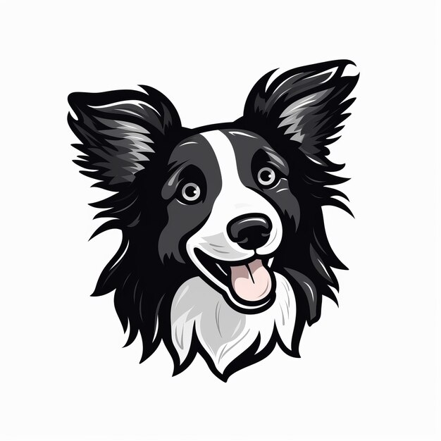 Le design graphique du chien Border Collie souriant avec un style de caricature edgy