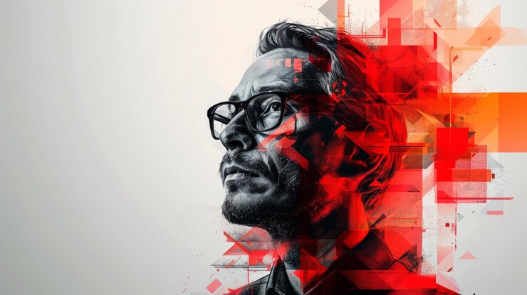Photo design graphique moderne représentant un homme égoïste