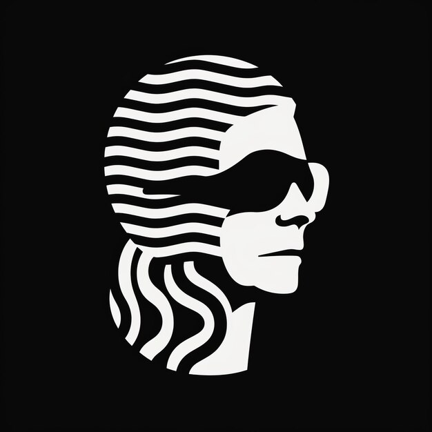 Design graphique monochromatique Portrait d'une femme avec des lunettes de soleil