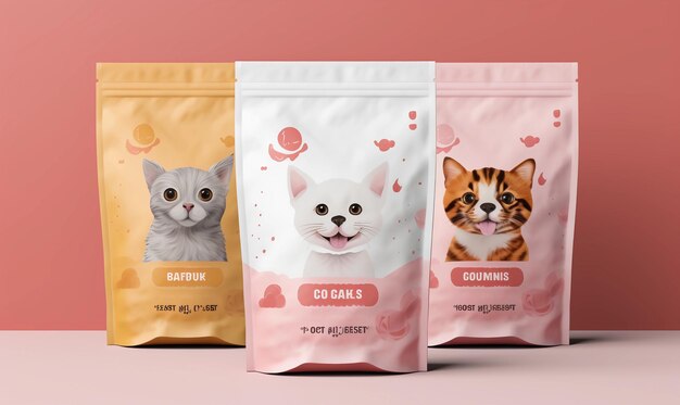 Design graphique pour l'emballage de la marque de produits pour animaux de compagnie