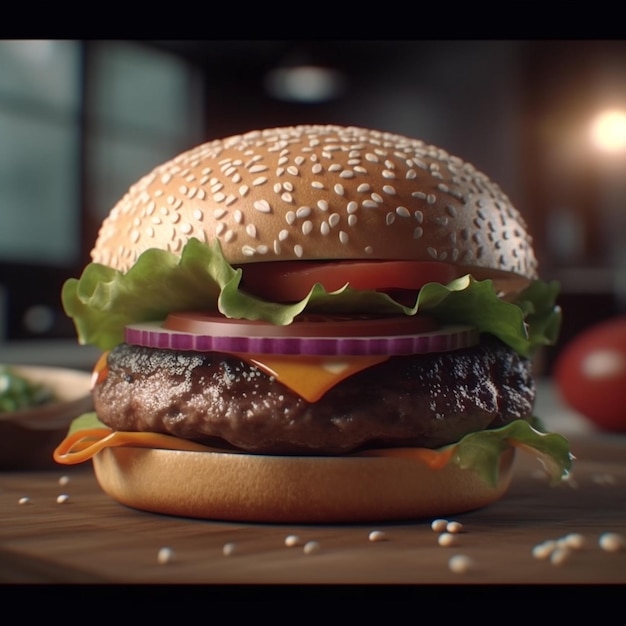 Design de hamburger de style publicitaire visuellement attrayant