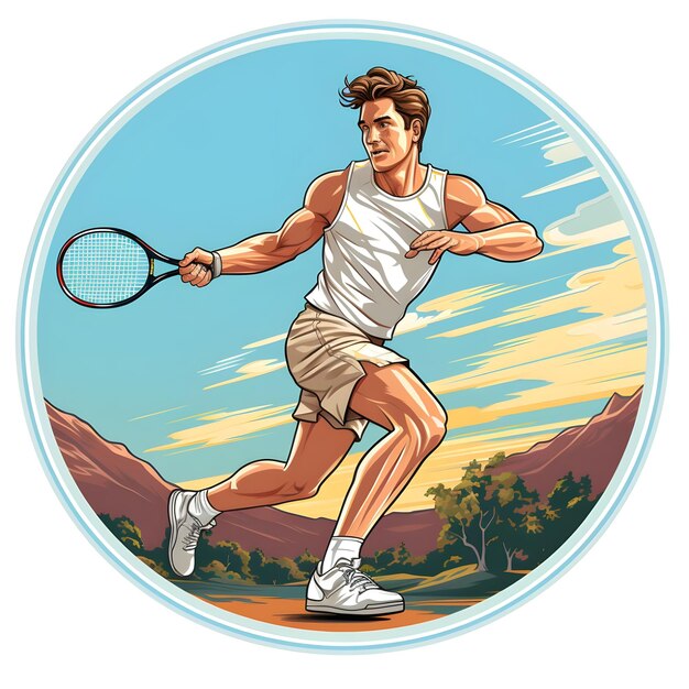 Photo design d'illustration de joueur de tennis dans l'art vectoriel plat moderne et minimaliste