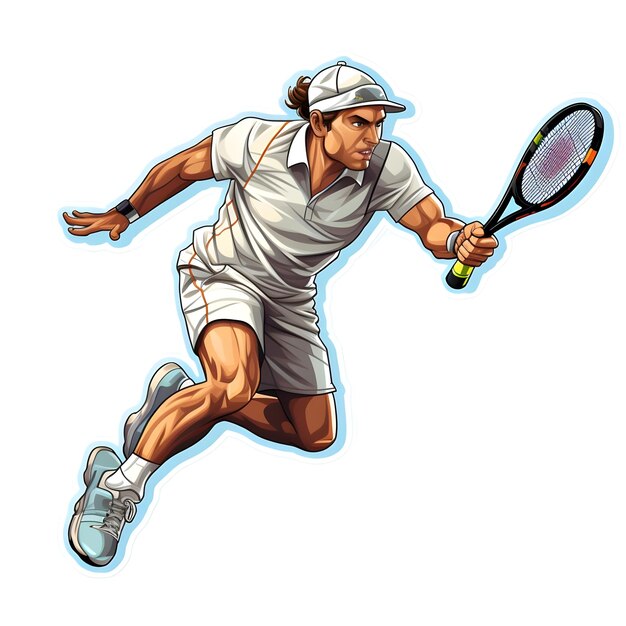 Photo design d'illustration de joueur de tennis dans l'art vectoriel plat moderne et minimaliste