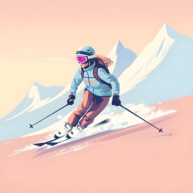 Design d'illustration de skiers dans la saison hivernale enneigée Aventure Sports extrêmes