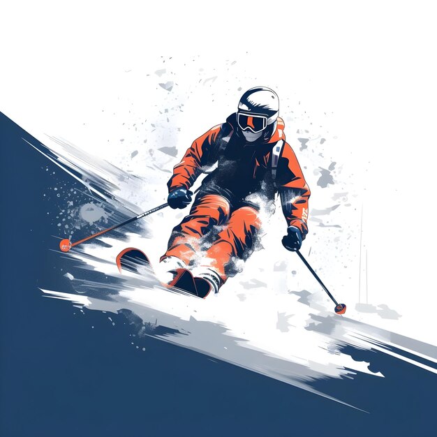 Design d'illustration de skiers dans la saison hivernale enneigée Aventure Sports extrêmes