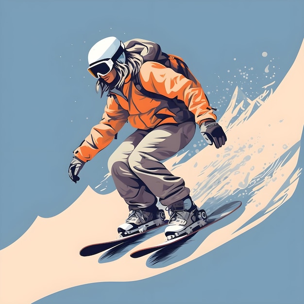 Design d'illustration de skiers dans la saison hivernale enneigée Aventure Sports extrêmes