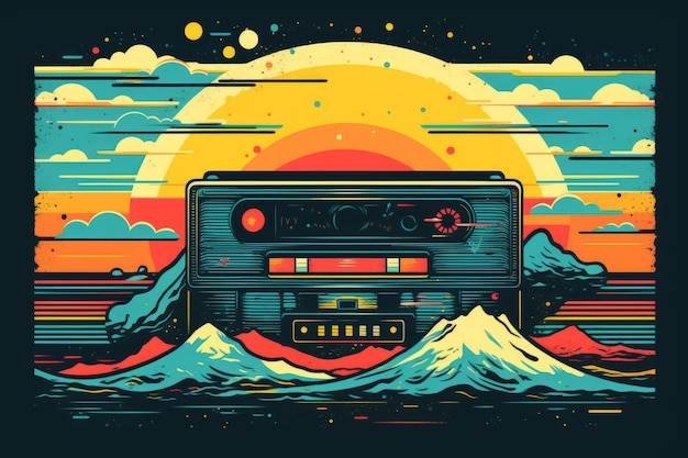 Design d'inspiration rétro avec une cassette Belle image d'illustration AI générative