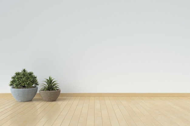 Design d&#39;intérieur blanc avec des plantes sur un sol