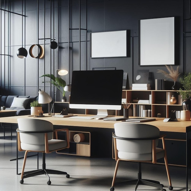 design d'intérieur de bureau bien décoré avec des meubles élégants