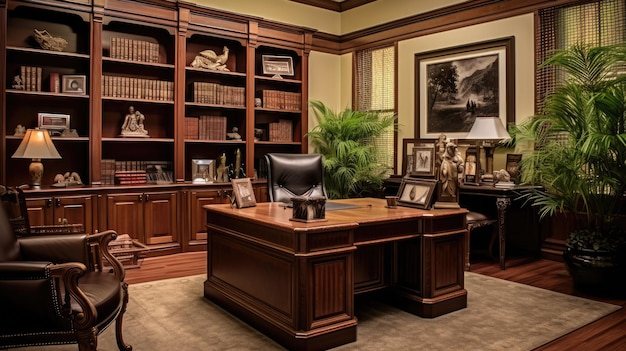 Photo design d'intérieur de bureau inspirant bureau d'entreprise de style classique avec une architecture d'élégance intemporelle generative ai aig 31