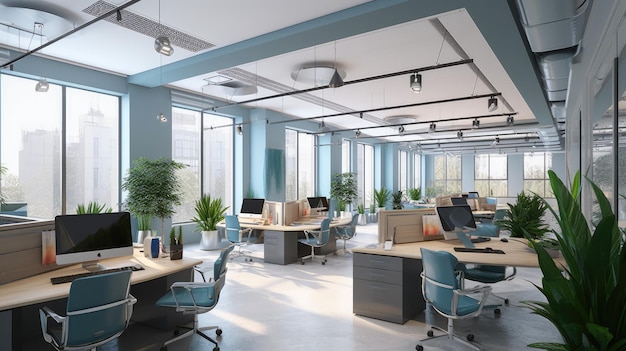 Design d'intérieur de bureau inspirant Bureau d'entreprise de style moderne avec une architecture de fenêtres expansive AI générative AIG 31