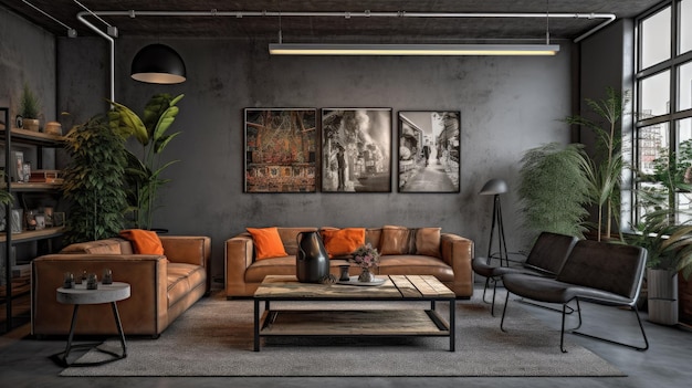Design d'intérieur de bureau inspirant Style industriel IA générative AIG 31