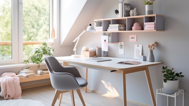 Design d'intérieur de bureau inspirant style scandinave IA générative AIG 31