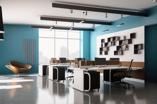 Design d'intérieur de bureau moderne Espace de travail contemporain pour les entreprises créatives