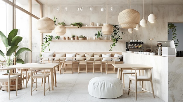 Design d'intérieur de café de style scandinave moderne