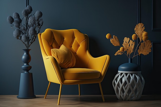 Design d'intérieur avec chaise jaune Illustration Generative AI