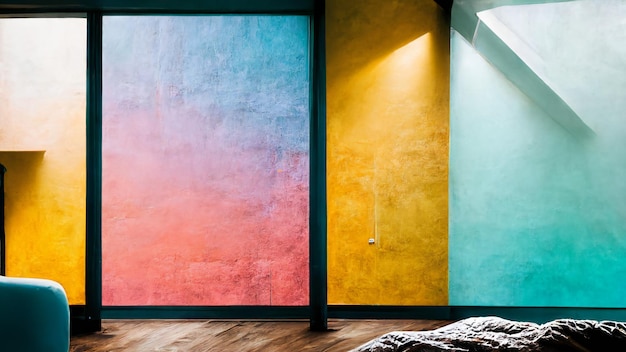 design d'intérieur de chambre colorée 4k