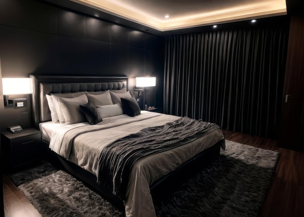 design d'intérieur de chambre à coucher moderne style de luxe et de minimalisme
