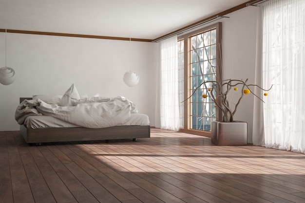 Design d'intérieur de chambre à coucher moderne.