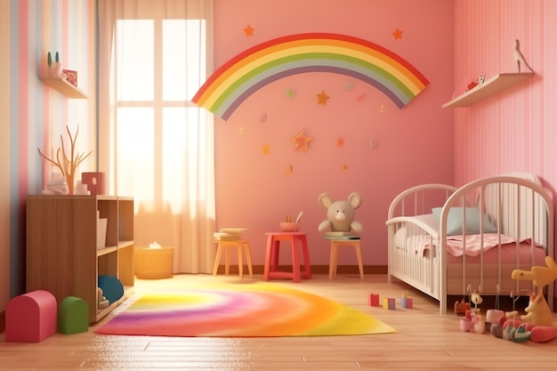 Design d'intérieur de chambre d'enfant moderne dans la maison avec des enfants de décoration Chambre d'enfants colorée