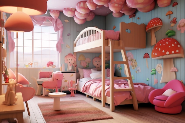 Design d'intérieur de chambre d'enfant moderne dans la maison avec des enfants de décoration Chambre d'enfants colorée