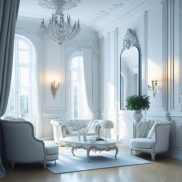 Design d'intérieur classique blanc