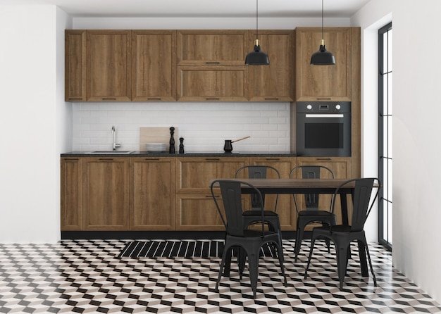 Photo design d'intérieur de cuisine dans un style moderne. rendu 3d.