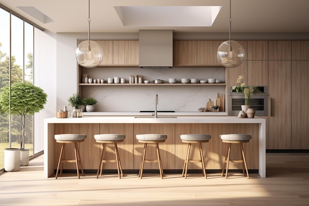 Design d'intérieur de cuisine esthétique moderne créé avec l'IA générative