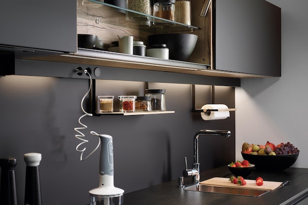 Design d'intérieur de cuisine de luxe moderne dans un style minimal