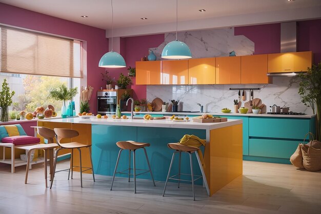 Design d'intérieur de cuisine moderne coloré