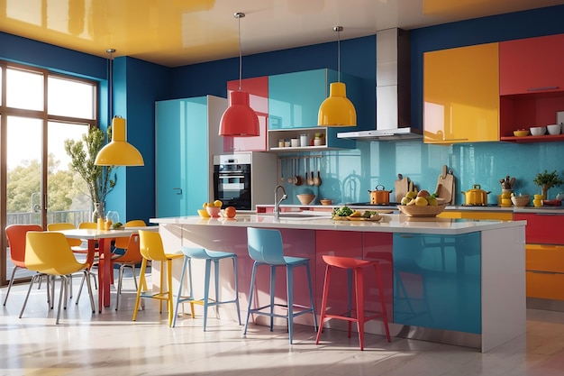 Design d'intérieur de cuisine moderne coloré