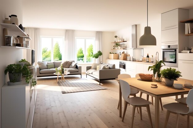 Design d'intérieur de cuisine moderne dans un appartement ou une maison avec des meubles Cuisine de luxe scandinave