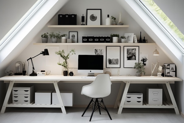 Design d'intérieur d'espace de travail scandinave minimaliste