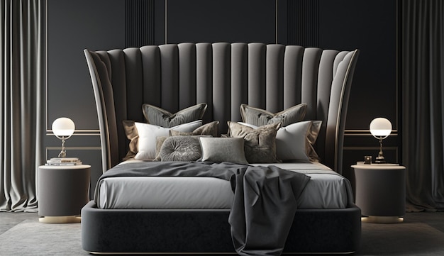 Design d'intérieur de lit traditionnel de luxe de style classique AI Image générée