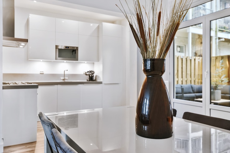 Photo design d'intérieur de luxe et belle salle à manger
