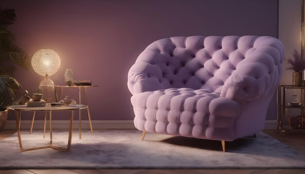 Design d'intérieur de maison boho du salon moderne Chaise violette 2