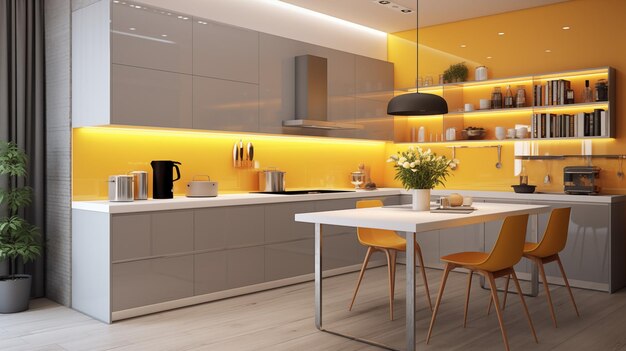 Design d'intérieur de maison de luxe minimaliste pour une cuisine moderne intérieur scandinave