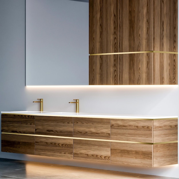 Design d'intérieur de meubles de salle de bain évier de luxe moderne rendu 3d