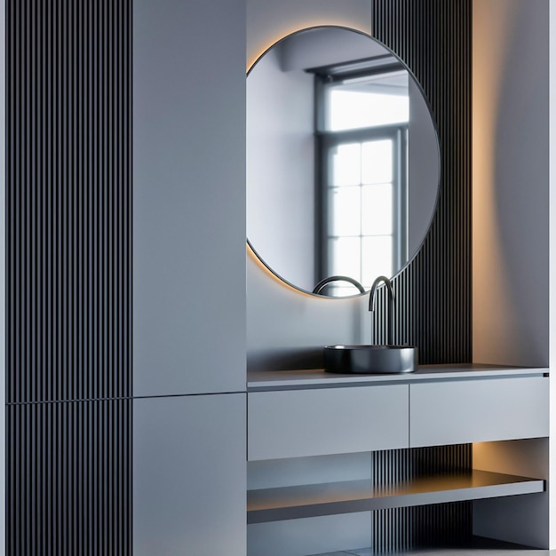 Design d'intérieur de meubles de salle de bain moderne rendu 3d