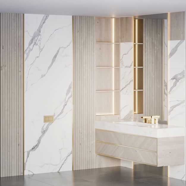 Design d'intérieur de meubles de salle de bain rendu 3d